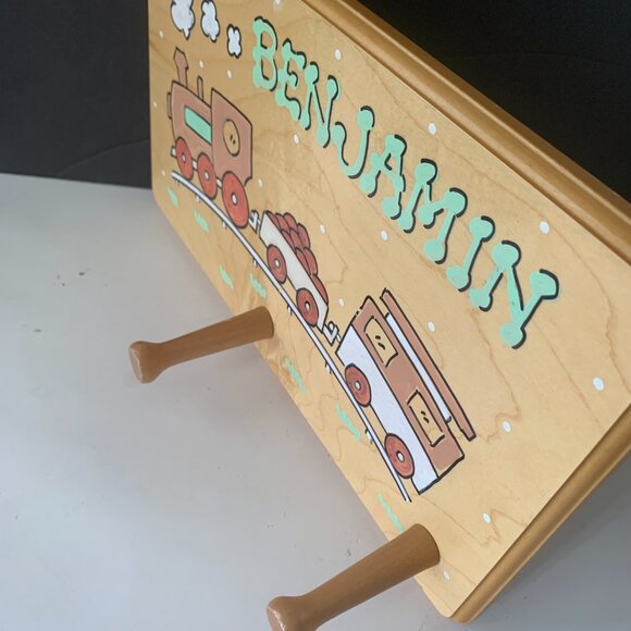 OVER THE RAINBOW BENJAMIN WOODEN COAT RACK HANDCRAFTED HANGER 13.5" BY 8.5" - Picture 5 of 5